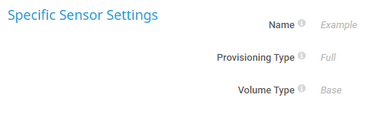 Specific Sensor Settings Specific Sensor Settings