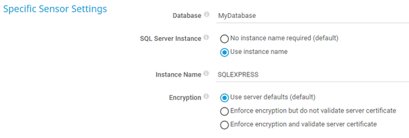 Specific Sensor Settings